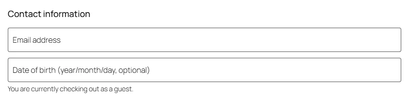 The date-of-birth field at checkout